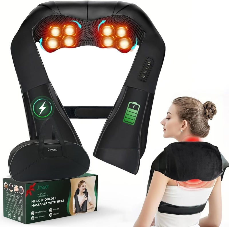Joyset Cordless Neck Massager Shiatsu Neck and Back Massager with Heating Free Easy to Wash Cloth Cover for Shoulder Massage - Image 1